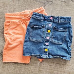 CHILDRENS PLACE | 7 WOMEN'S | RAINBOW BUTTON SKIRT & SHORT in BLUE JEAN PEACH